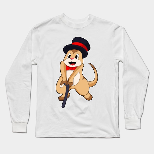 Meerkat as Pensioner with Walking stick Long Sleeve T-Shirt by Markus Schnabel